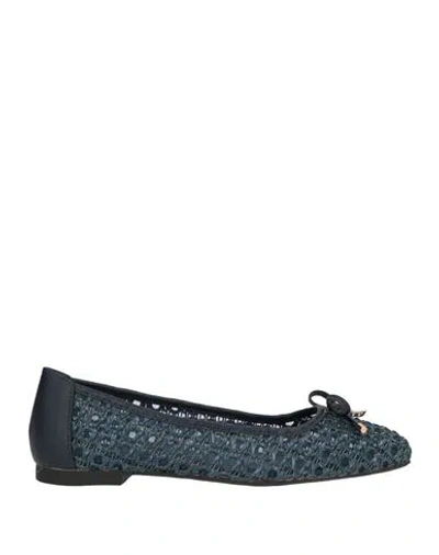 Laura Biagiotti Woman Ballet Flats Navy Size 9 Synthetic Material In Blue