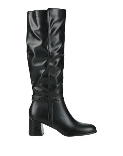 Laura Biagiotti Woman Boot Black Size 8 Synthetic Material In Animal Print