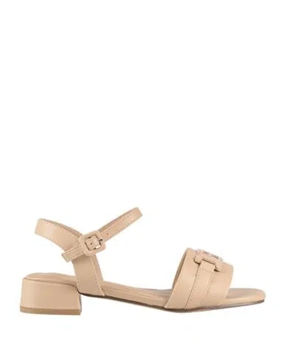 Laura Biagiotti Woman Sandals Beige Size 8 Textile Fibers