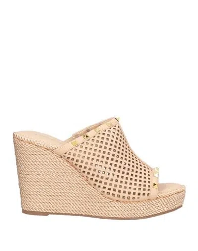 Laura Biagiotti Woman Sandals Beige Size 8 Textile Fibers In Neutral