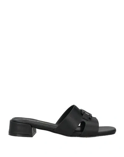 Laura Biagiotti Woman Sandals Black Size 8 Textile Fibers