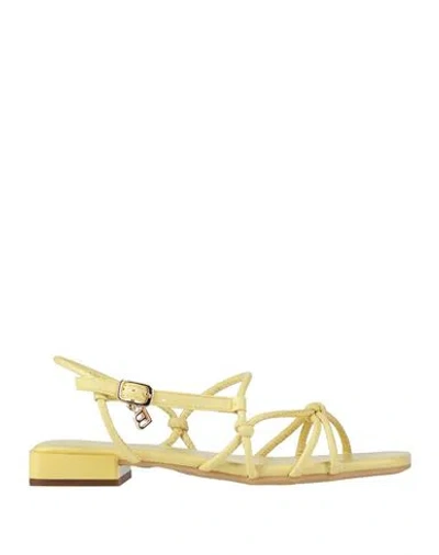 Laura Biagiotti Woman Sandals Pastel Yellow Size 8 Synthetisches Material In Multi