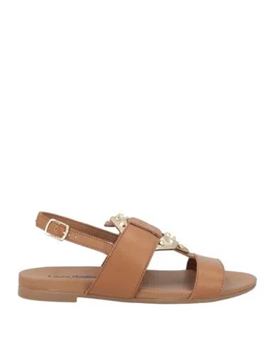 Laura Biagiotti Woman Sandals Tan Size 8 Leather In Brown