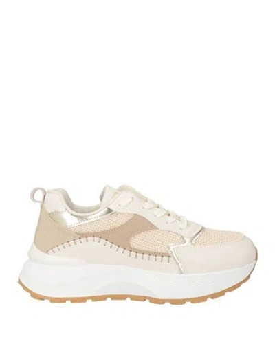 Laura Biagiotti Woman Sneakers Beige Size 9 Synthetic Material, Textile Fibers In Multi