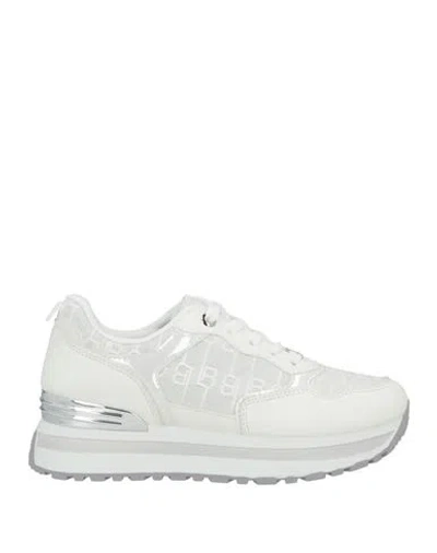 Laura Biagiotti Woman Sneakers White Size 8 Synthetic Material, Textile Fibers