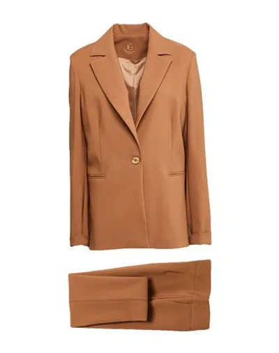 Laura Biagiotti Woman Suit Camel Size 8 Polyester, Recycled Polyester, Elastane In Beige