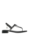 Laura Biagiotti Woman Thong Sandal Black Size 8 Textile Fibers In Animal Print