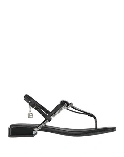 Laura Biagiotti Woman Thong Sandal Black Size 8 Textile Fibers In Animal Print