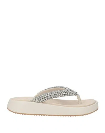 Laura Biagiotti Woman Thong Sandal Slate Blue Size 10 Textile Fibers In Neutral
