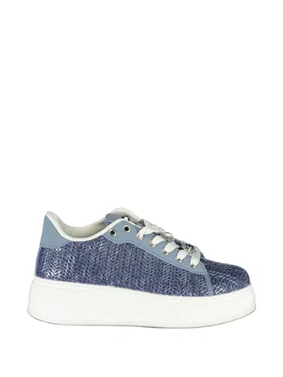 Laura Biagiotti Woven-effect Platform Sneakers In Blue