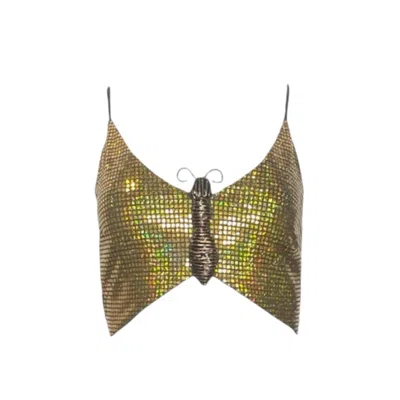 Laura Citron Women's Gold Isabella Butterfly Top