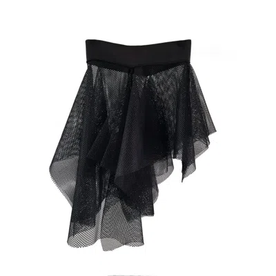 Laura Daili Women's Asymmetric Black Mesh Skirt