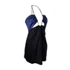 Laura Daili Women's Black / Blue Linen Dress - Blue Flame In Multi