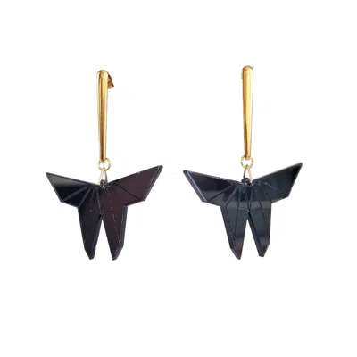 Laura Daili Women's Black / Gold Midnight Butterfly Earrings In Multi
