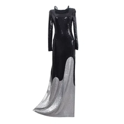 Laura Daili Women's Black / Grey Glass Wave Sequin Gown In Multi