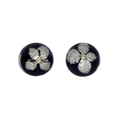 Laura Daili Women's Black / White / Silver Earrings Hydrangea In Multi