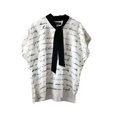 Laura Daili Women's Black / White Timeless Script Silk Blouse In Multi