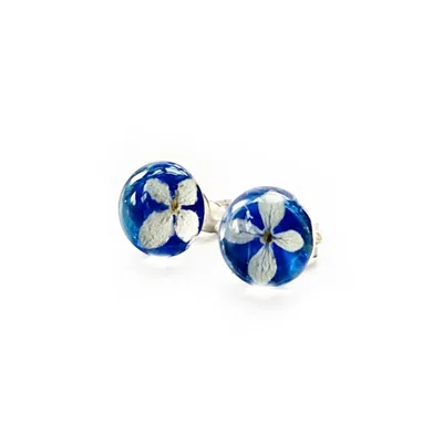Laura Daili Women's Blue Midnight Tiny Hydrangea Blossom Earrings