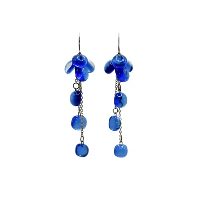 Laura Daili Women's Blue / Silver Blue Ocean Glass Cluster Earrings In Multi