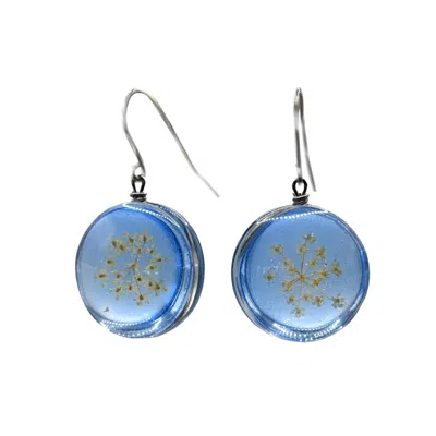 Laura Daili Women's Blue / Silver Queen Anne's Lace Glass Earrings In Multi