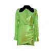 Laura Daili Women's Green / Black Electric Lime Sequin Mini Dress In Multi