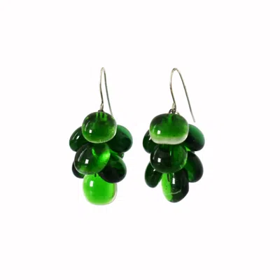 Laura Daili Women's Green / Silver Forest Green Glass Cascading Earrings