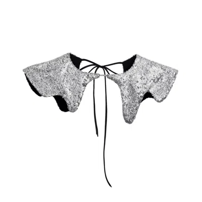 Laura Daili Women's Grey / Black Shimmering Sequin Collar