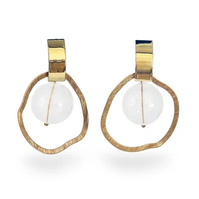 Laura Daili Women's Neutrals / Gold Golden Orbit Glass Earrings