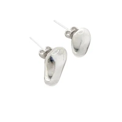 Laura Daili Women's Neutrals Ice Drops - Tiny Clear Glass Earrings In Metallic