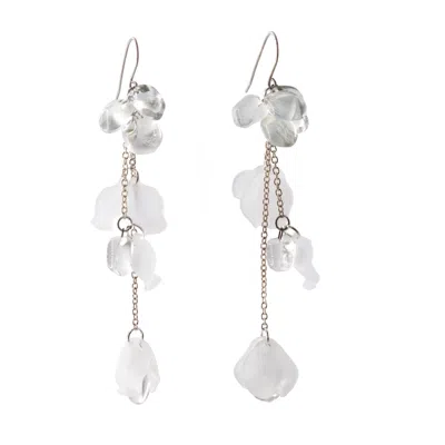Laura Daili Women's Neutrals / White Glass Dew Cascade Earrings
