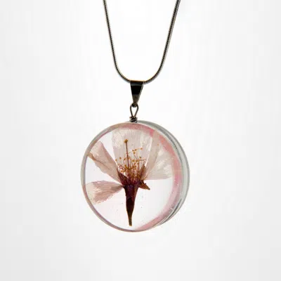 Laura Daili Women's Pink / Neutrals / Silver Glass Pendant - Sakura In Multi
