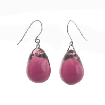 Laura Daili Women's Pink / Purple / Silver Glass Earrings Lilac Drops In Multi