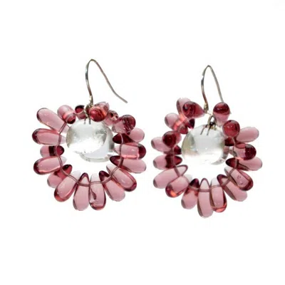 Laura Daili Women's Pink / Purple / Silver Lilac Petal Ring Earrings