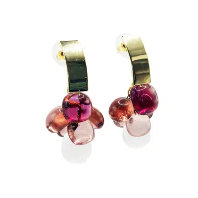 Laura Daili Women's Purple / Pink / Gold Glass Vineyard Earrings In Multi