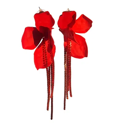 Laura Daili Women's Red Crimson Blossom Earrings