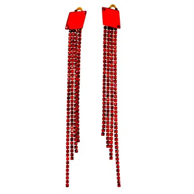 Laura Daili Women's Red / Gold Ruby Rain Clip-on Earrings In Multi