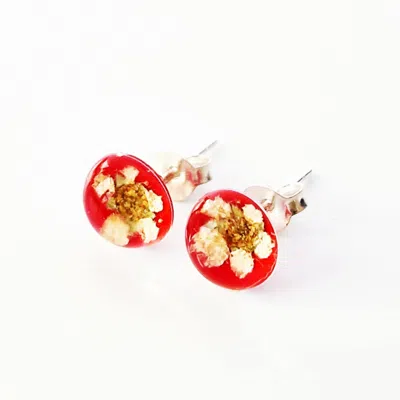 Laura Daili Women's Red Heart, White Soul - Glass Earrings