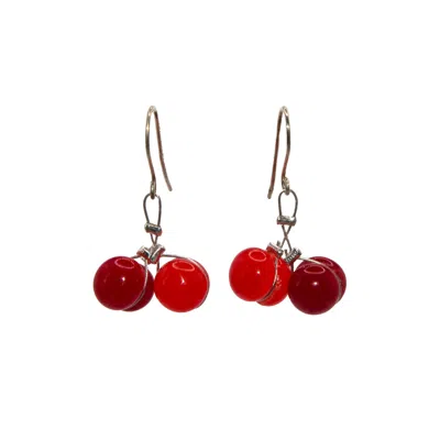 Laura Daili Women's Red / Silver Cherry Drop – Red Glass Earrings In Multi