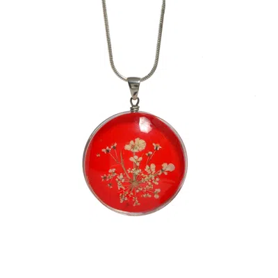 Laura Daili Women's Red / Silver Wild Carrot Blossom Pendant