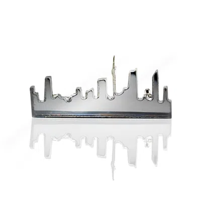Laura Daili Women's Silver Cityscape Mirror Brooche — Urban Reflections