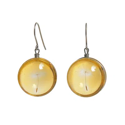 Laura Daili Women's Silver / Yellow Glass Earrings A Wish - Light Amber