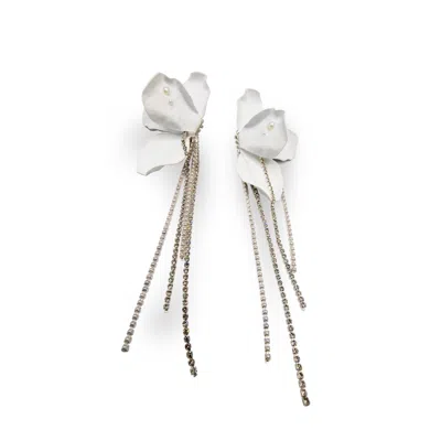 Laura Daili Women's White / Silver White Orchid Statement Earrings In Metallic