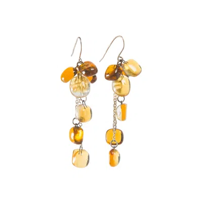 Laura Daili Women's Yellow / Yellow / Orange Amber Glass Cluster Earrings
