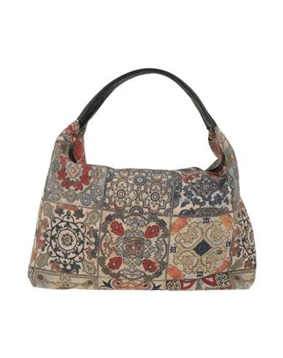 Laura Di Maggio Woman Handbag Beige Size - Textile Fibers, Leather