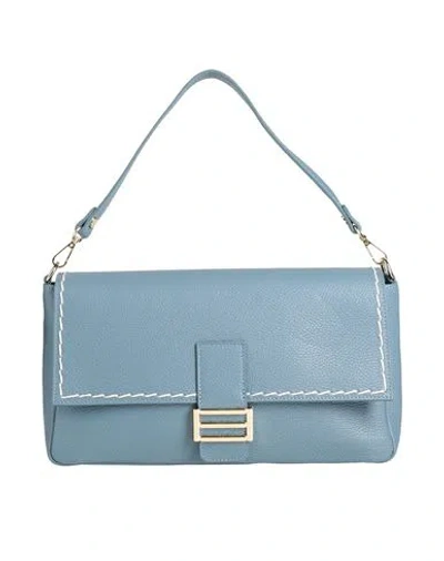 Laura Di Maggio Woman Handbag Slate Blue Size - Leather