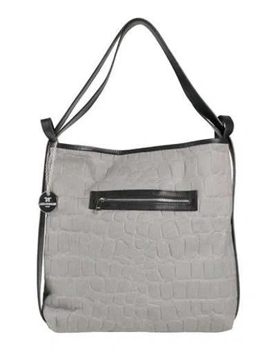 Laura Di Maggio Woman Shoulder Bag Grey Size - Textile Fibers, Calfskin In Gray