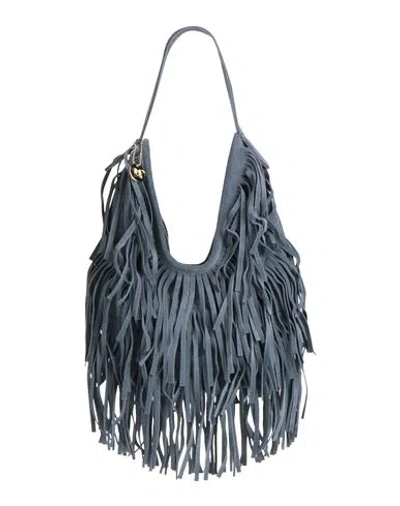 Laura Di Maggio Woman Shoulder Bag Slate Blue Size - Leather