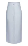 Laura Garcia Charlie Button-detailed Linen Midi Skirt In Blue