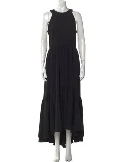 Pre-owned Laura Garcia Collection Crew Neck Long Dress In Black