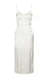 Laura Garcia Gathered Stretch-silk Midi Dress In Black,white